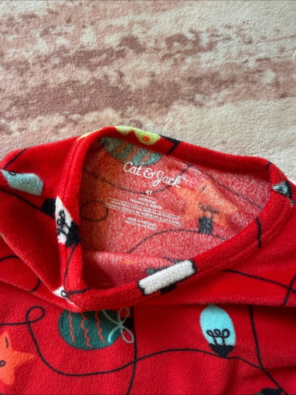 Cat & Jack Red Holiday Ornament & Tree Pajama Set